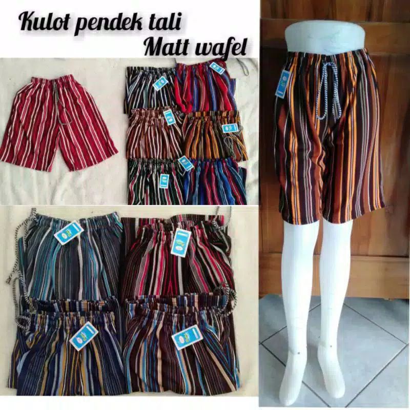 CELANA KULOT PENDEK WANITA DEWASA WAFEL MOTIF