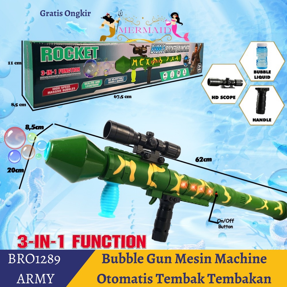 PROMO BRO1289 Bubble Gun Pistol Pistolan Gelembung Busa Sabun Balon Mesin Otomatis Tembak Tembakan