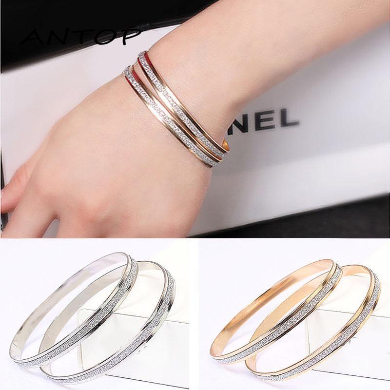 Gelang Tangan Model Bulat Ganda Simple Untuk Wanita