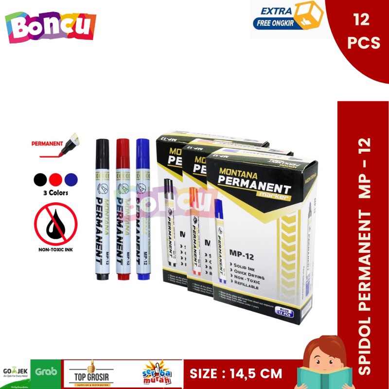 

Spidol permanent / Spidol Papan tulis / Spidol murah / MONTANA Spidol Permanent (MP-12) / spidol permanent murah / spidol murah sekolah / spidol papan / spidol murah / permanent murah BEST SELLER