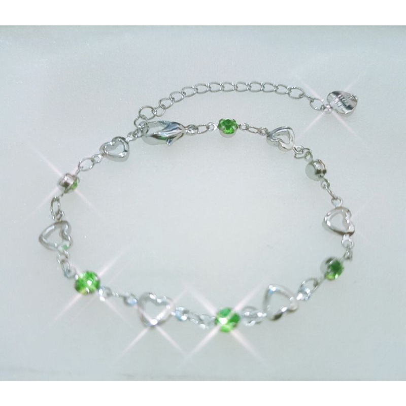 gelang silver permata hijau antikarat