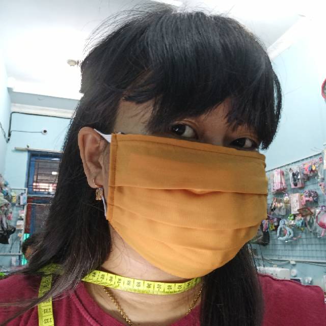 Masker Kain 2 Lapis Katun Warna Polos 3 ply jika Tambah Filter Tisu/ Masker Kain Anti Debu Kesehatan