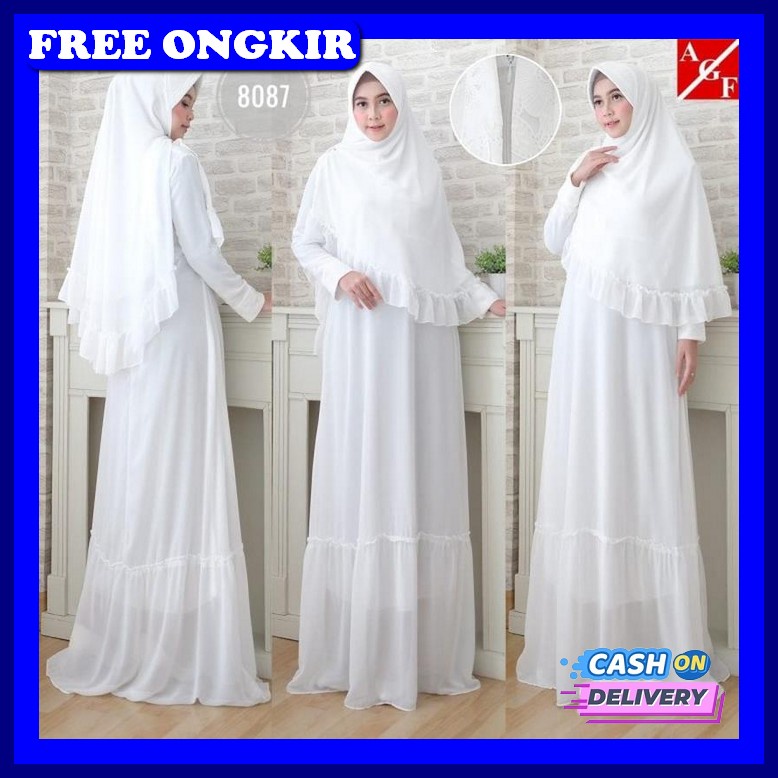 Baju Gamis Wanita Muslim Dres Muslimah Moderen Terbaru Nafija Maxi Ceruty Babydoll Aplikasi Renda Ju