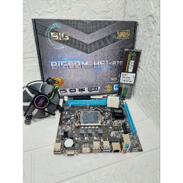 Promo Murah Paket Motherboard H61 BIGCOM + Proc core i3 2100  3.1Ghz + Ram Ddr3 4Gb - 8Gb