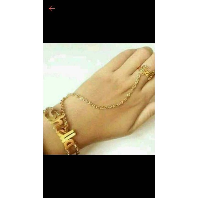 gelang + Cincin ukir nama lapis emas