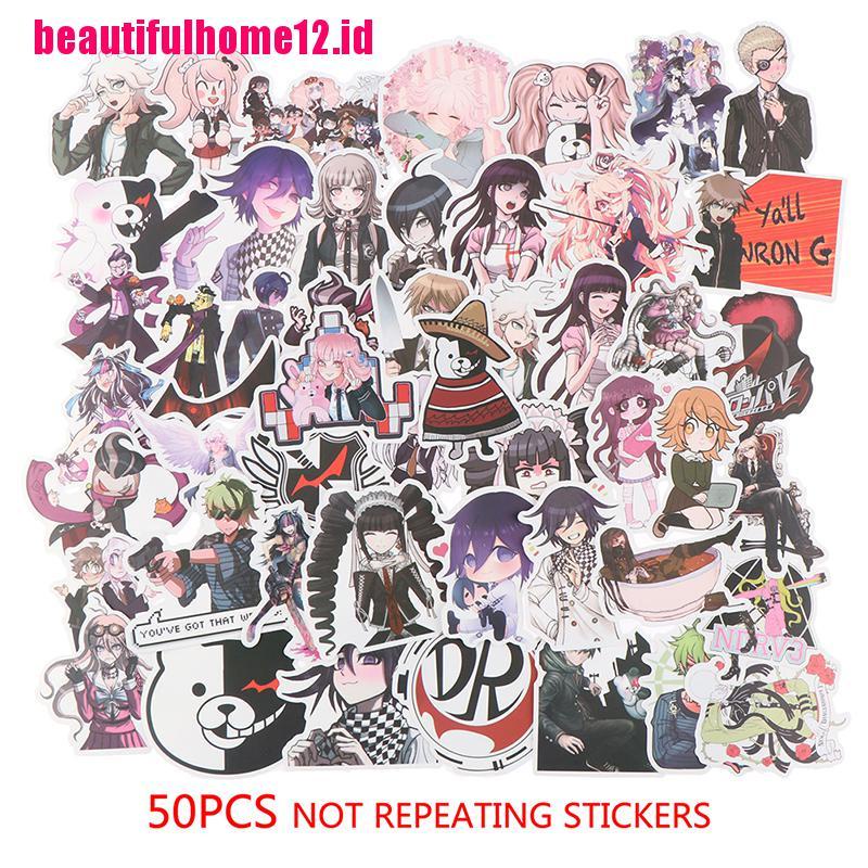 【beautifulhome12.id】50PCS Anime Danganronpa PVC Sticker for Luggage Laptop Skateboard Waterproof