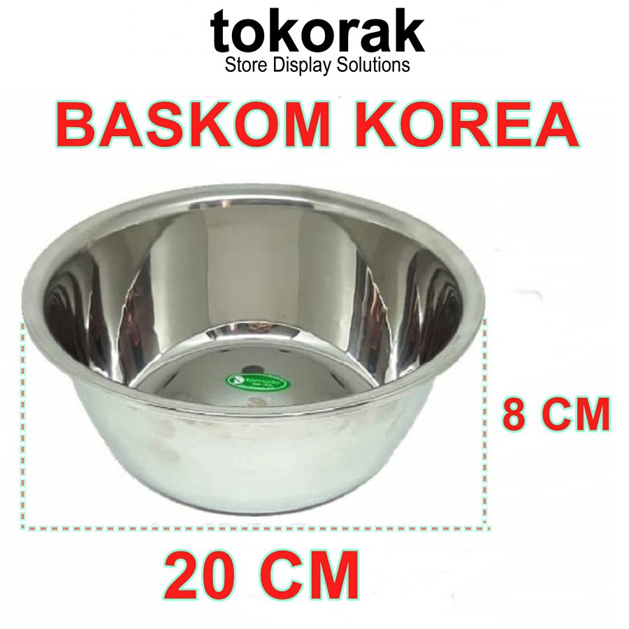 BASKOM KOREA STAINLESS STEEL TEBAL 20 CM KOMODO - BASKOM TEMPAT ADONAN