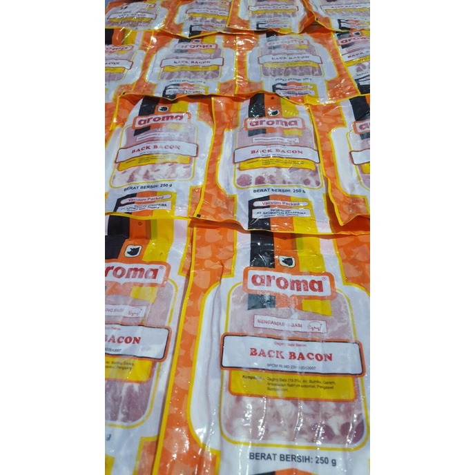 

MAKANAN BEKU / PORK BACK BACON BABI BACON AROMA (250 GRAM PERPAK) NON COD