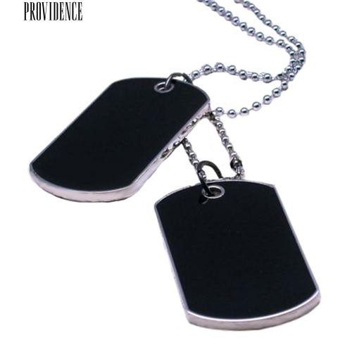 [Bayar Di Tempat]  Pria Keren Ganda Alloy Plain Dog Tag Pendant Charm Bola Rantai Kalung Perhiasan