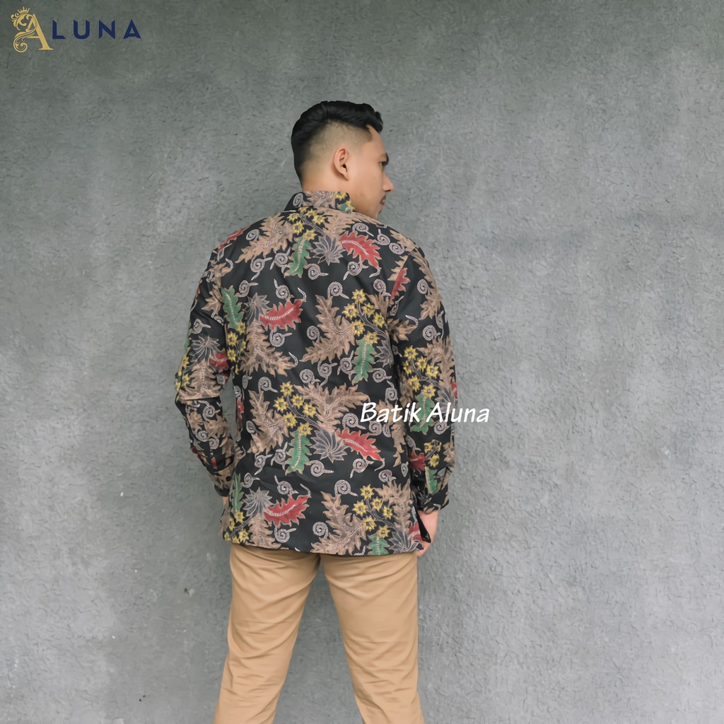 BAJU KEMEJA BATIK PRIA COWOK LENGAN PANJANG REGULER PREMIUM ORIGINAL MODERN KANTOR JUMBO ALUNA 109