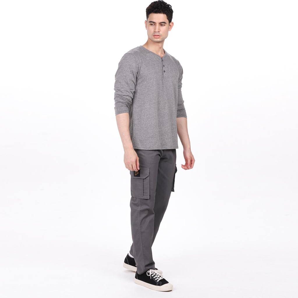 SYMPLE.CO - Celana Cargo Pants Panjang Dark Grey Over Size Pria Jumbo Kantong Samping