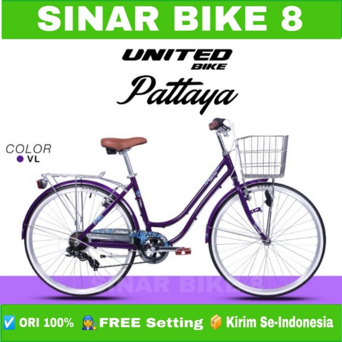 Sepeda Mini Keranjang Dewasa UNITED PATTAYA Ukuran 26 Inch Alloy 7 Speed