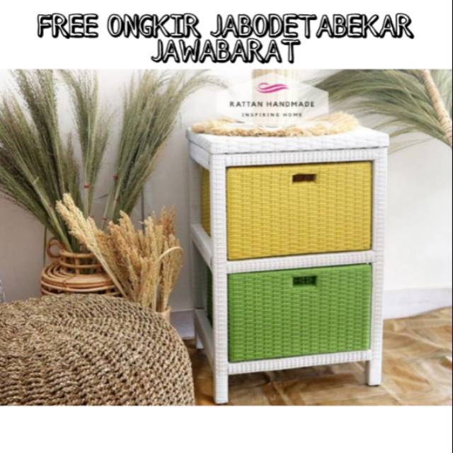 Lemari Laci 2 Rotan Sintetis