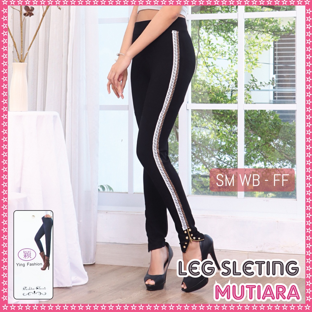 Legging Sleting Mutiara * WB FF * / legging zipper import wanita / legging fashion wanita import