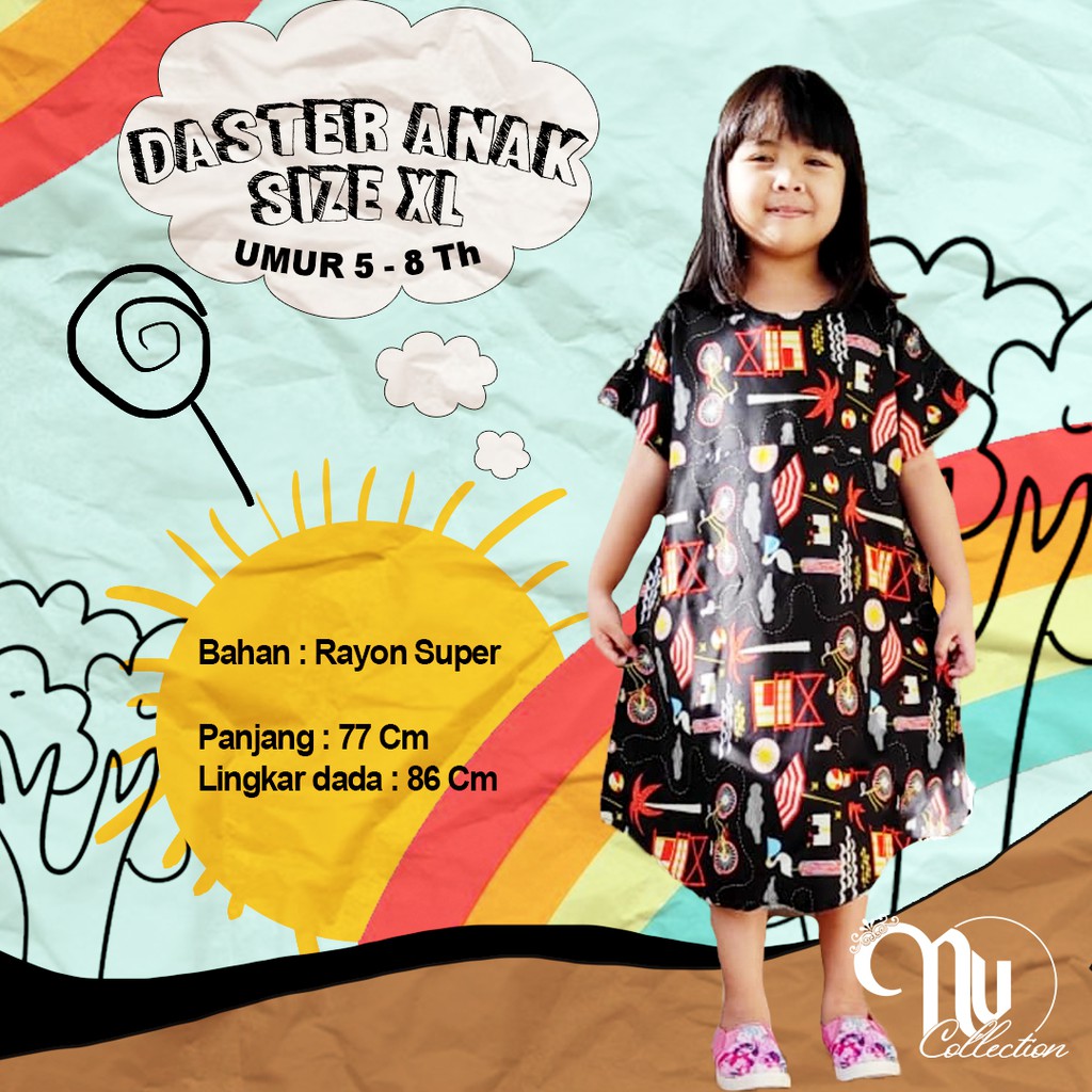 BAJU ANAK DASTER BALI MOTIF ( UMUR 5 - 8 TAHUN )