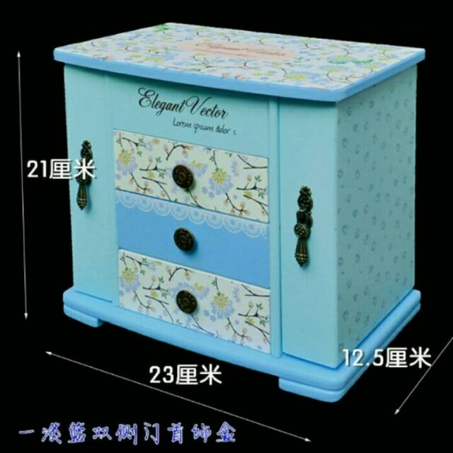 Kotak perhiasan kayu vintage / laci kayu mini