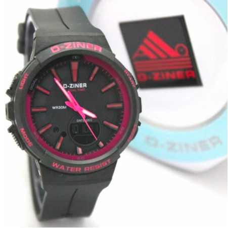 [BAJ] JAM TANGAN SPORT PRIA WANITA DUAL-TIME D-ZINER DZINER DZ-8242 ORIGINAL WATER RESSIST MURAH