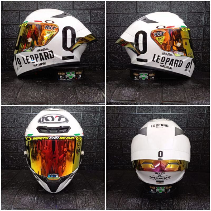 Helm Full Face KYT TT COURSE White Paket Ganteng Leopard