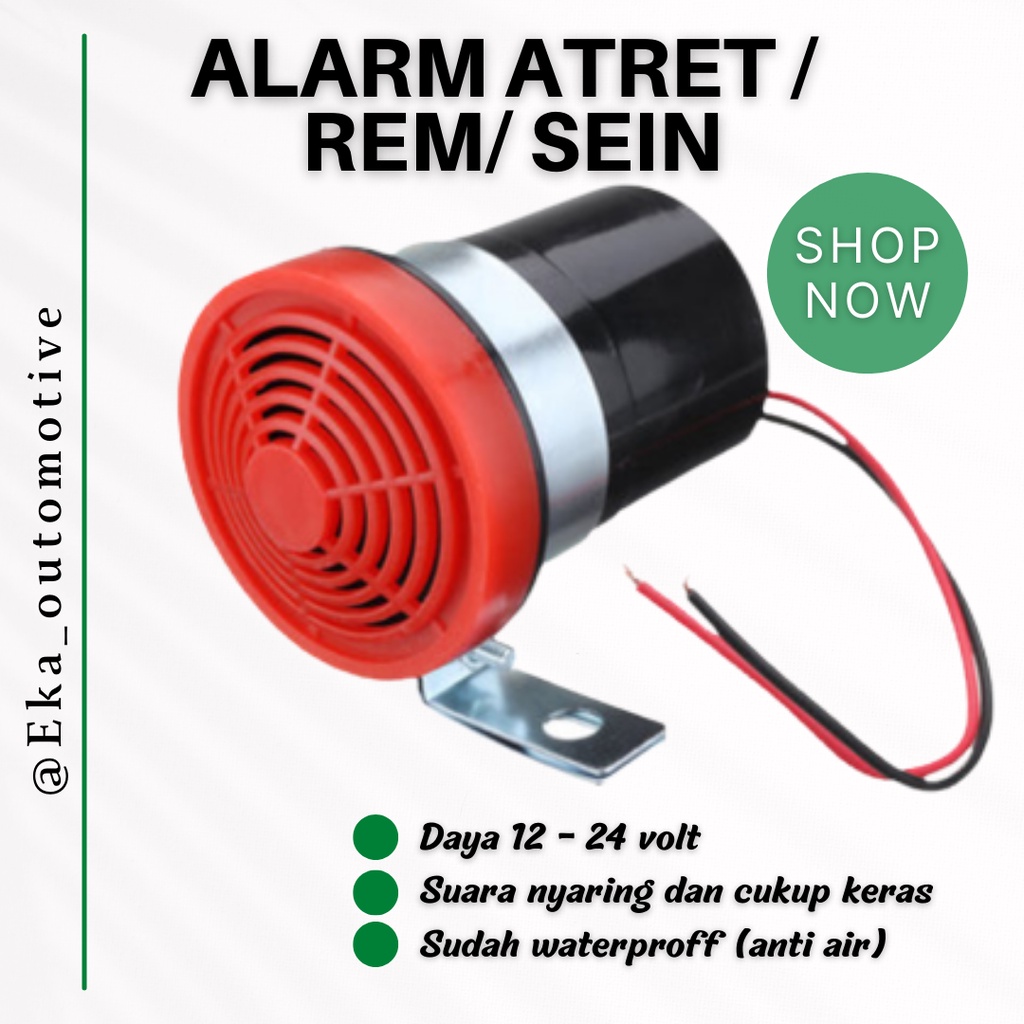 Alarm Atret Mundur stainless Bulat bisa 12v / 24v