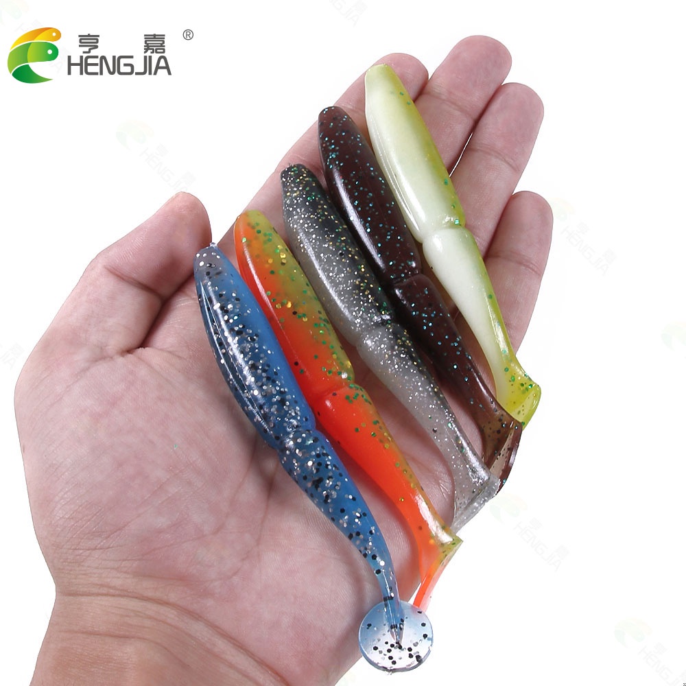 HENGJIA 5pcs 10cm 9.7g Umpan Pancing Swimbait Fishing Lure Ikan Jig Bait Bass Kail Softworm Cacing