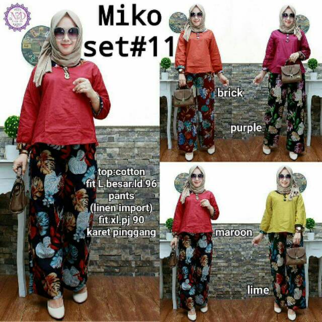 MIKO SET 11/BUSANA MUSLIM SOLO MURAH/BAJU JIJABER SOLO BERKUALITAS/FASHION HIJAB SOLO MURAH/SETELAN