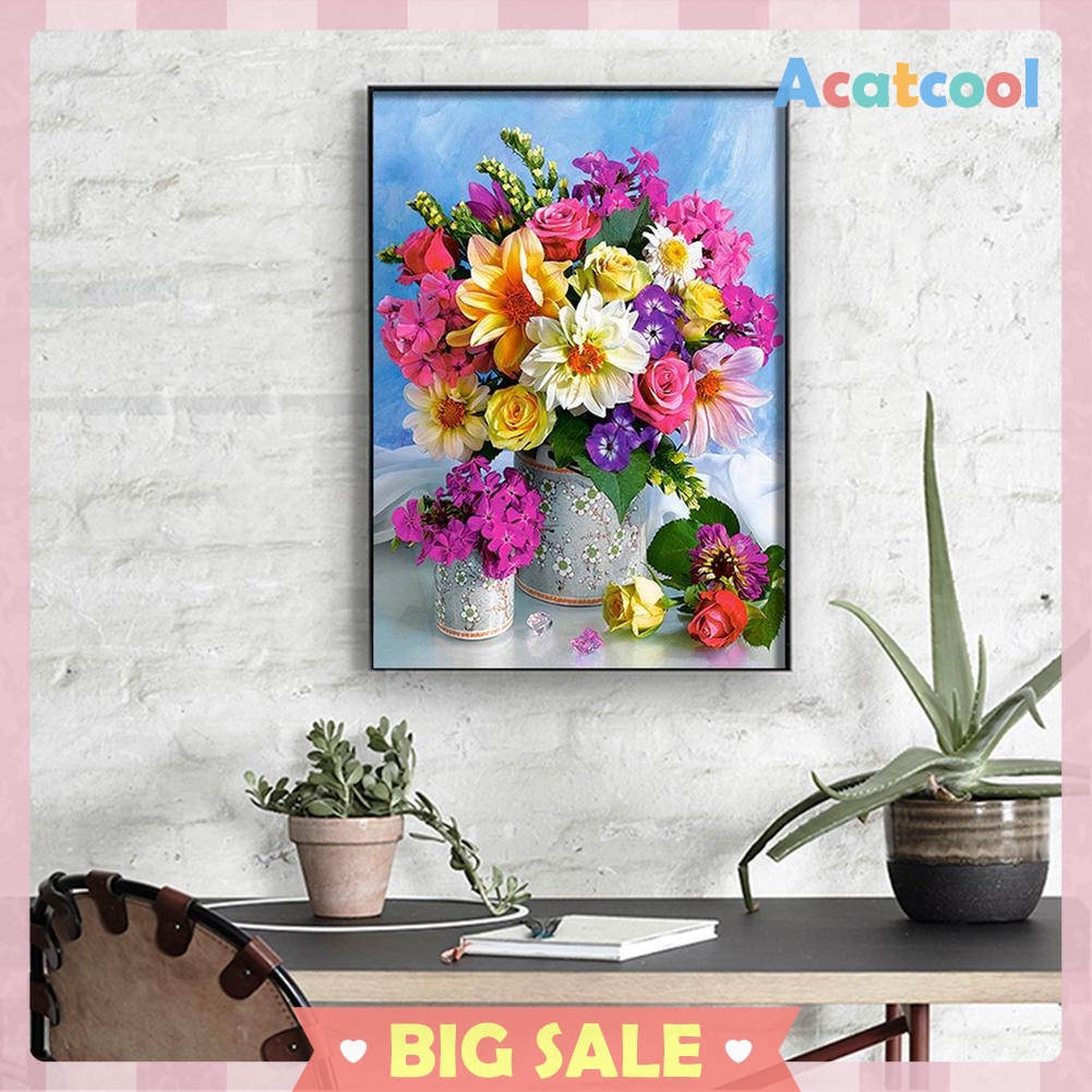 5D DIY Full Drill Diamond Painting Colored Flower Cross Stitch Mosaic Kit