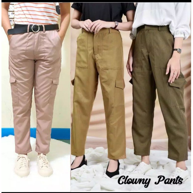 SALE CARGO PANTS JOGER//CELANA JOGER WANITA TRENDY//CELANA KANTONG DEPAN//FREE BELT(1KG MUAT 5PCS)