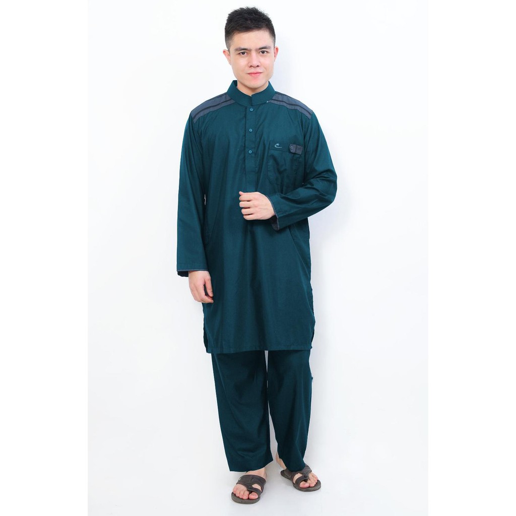 Murah Meriah Setelan Muslim Gamis Pria Cordova Biru Toska List Biru Tua Al Isra