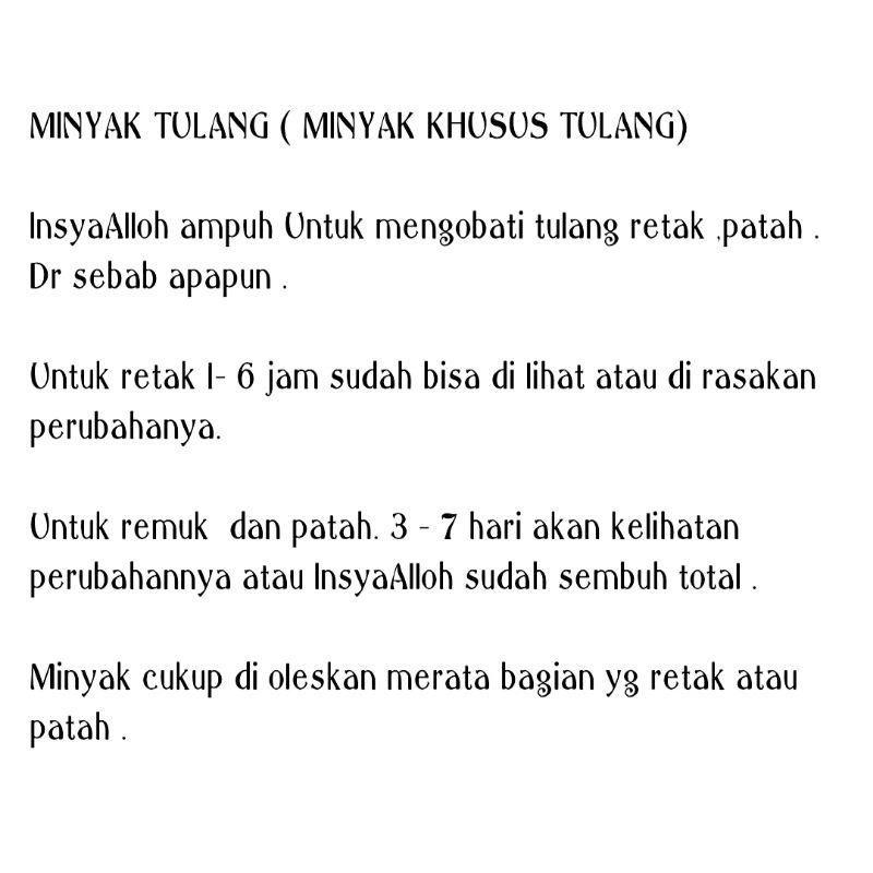 

minyak khusus tulang