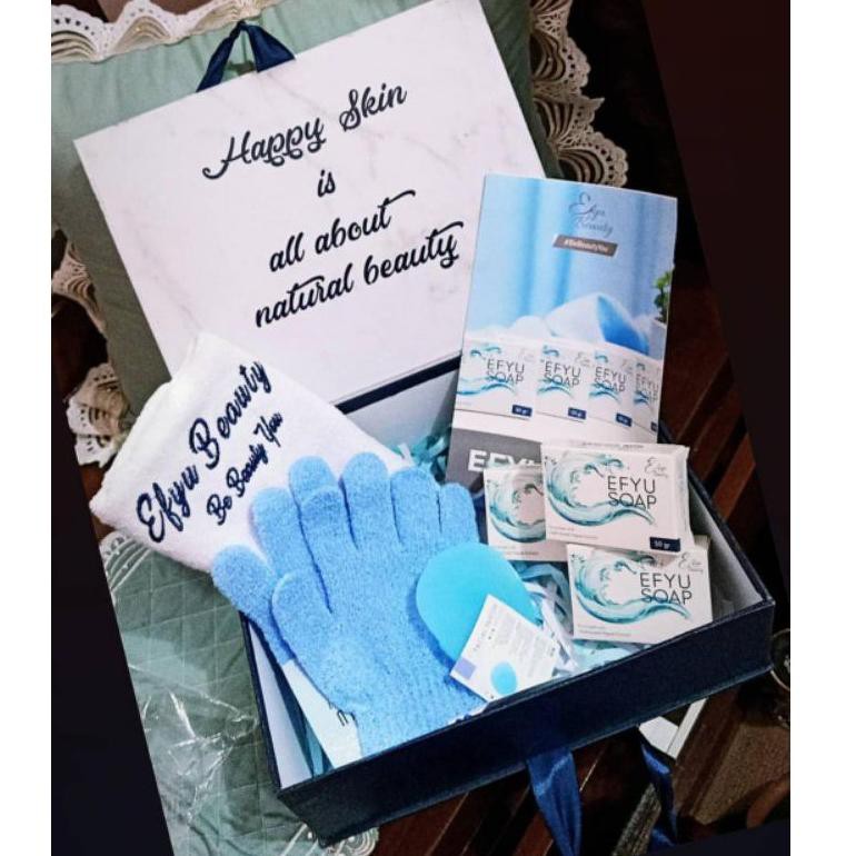 [CODE ID 〕$66] Paket hampers / paket kado Efyu beauty ( 3 sabun, 2 body S, 1 fS, Handuk efyu dan Box