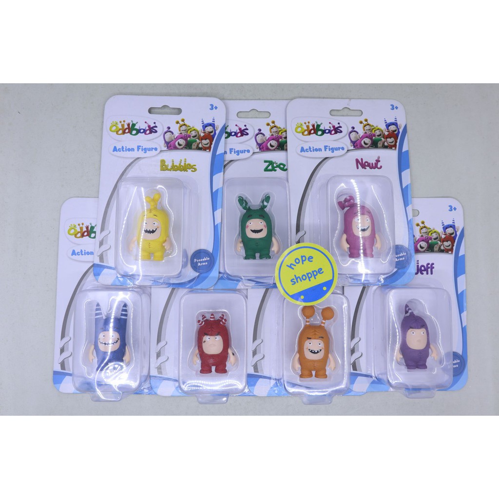 Mainan Oddbods Action Figure Fuse Pogo Newt Jeff Zee Bubbles Slick Poseable Arms