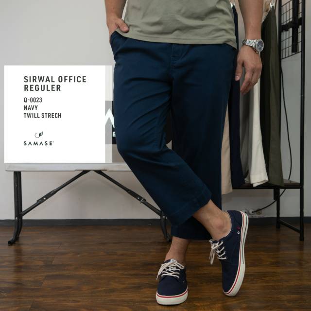 Celana Samase Sirwal Office Kantoran Q 002 Navy - Twill Stretch