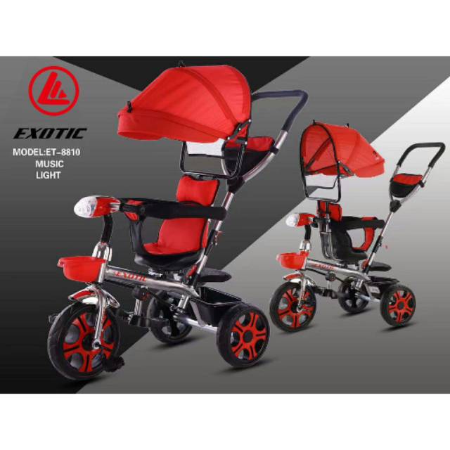  Sepeda  anak roda tiga stroller Exotic  ET 8810 lampu  musik 