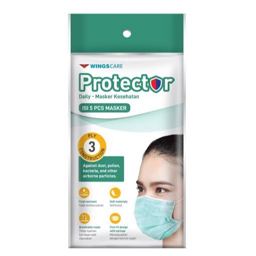 MASKER PROTECTOR DAILY MASKER KESEHATAN ISI 5pcs