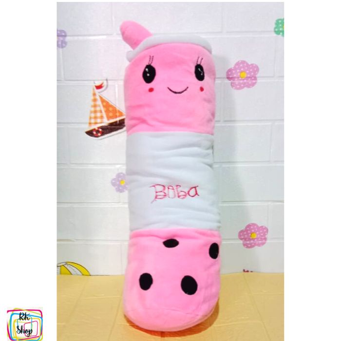 Guling Boneka Boba Milk Tea Kain Halus Tinggi 60cm Guling Boba