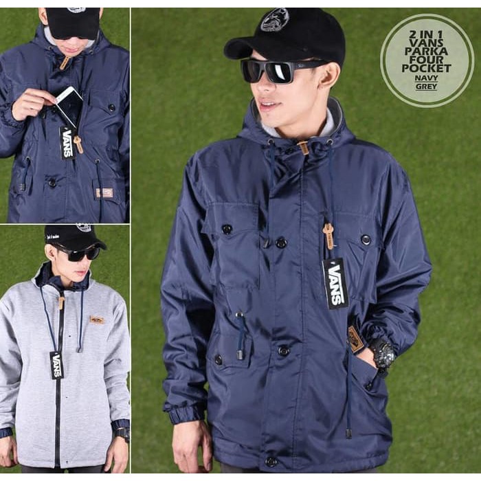 JAKET PARKA BB NAVY ABU F N4D2 JAKET PRIA Trend Line ADIDAS Laki Laki Cowok Abu Hitam Merah Kom