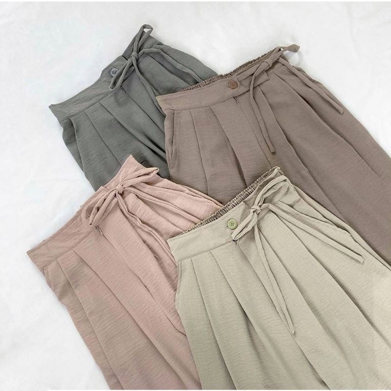 Kulot Highwaist Anti Kusut Bahan Jatuh Chelsea Loose Pants / Kulot Highwaist Panjang Bahan Cringkle Airflow Premium Jumbo