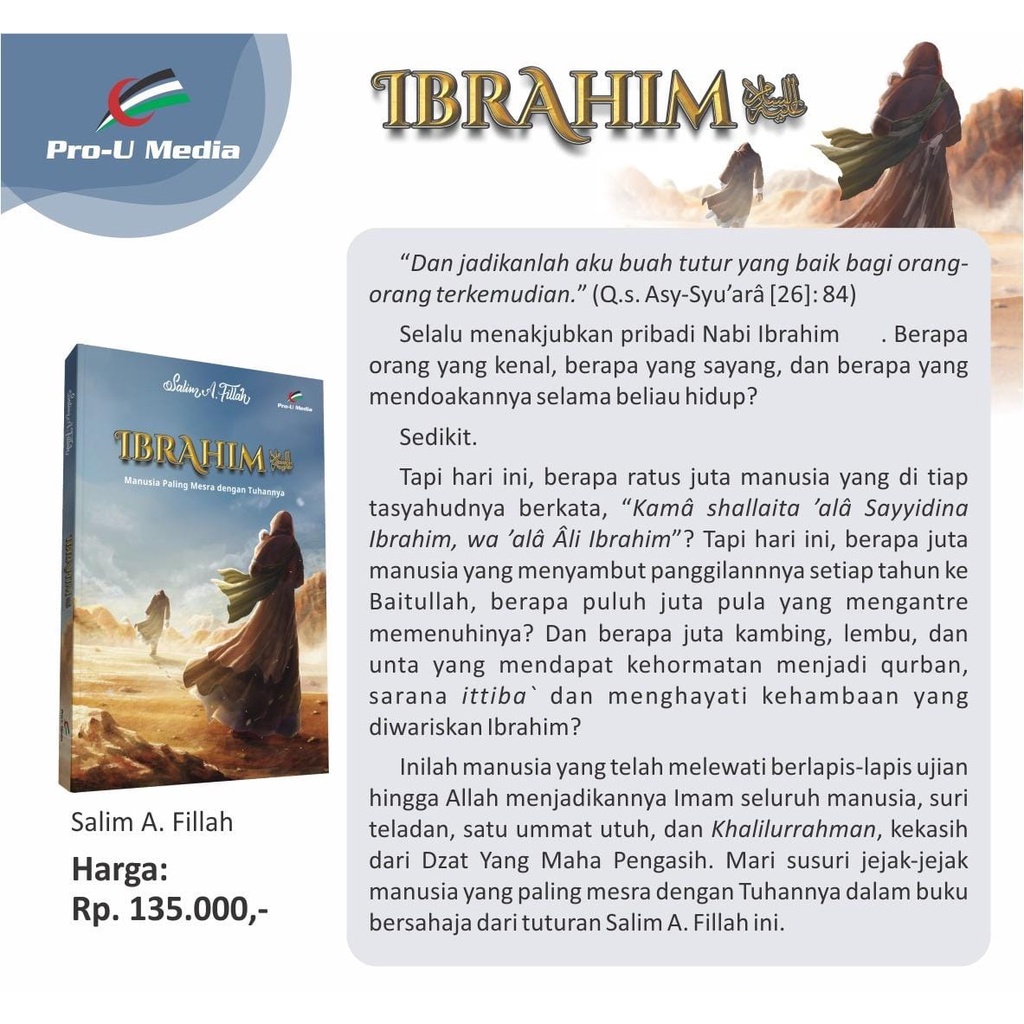 Buku Ibrahim Manusia Paling Mesra Dengan Tuhannya - Salim A. Fillah - Pro U Media 100% Original