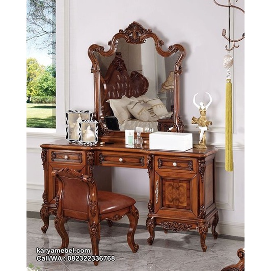 Meja Rias Antik Kayu Jati Ukiran Mewah Asli Jepara