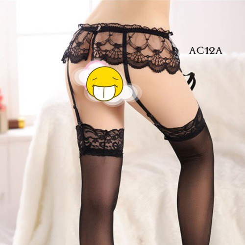 [PRODUK TERBATAS] GARTER BELT SABUK PAHA SEXY LINGERIE LACE HITAM AC12A