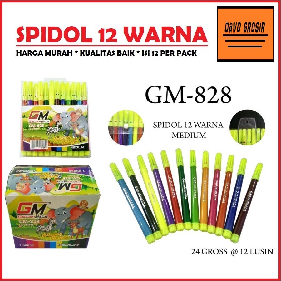 

spidol warna peralatan menggambar anak 1 pack 12 warna