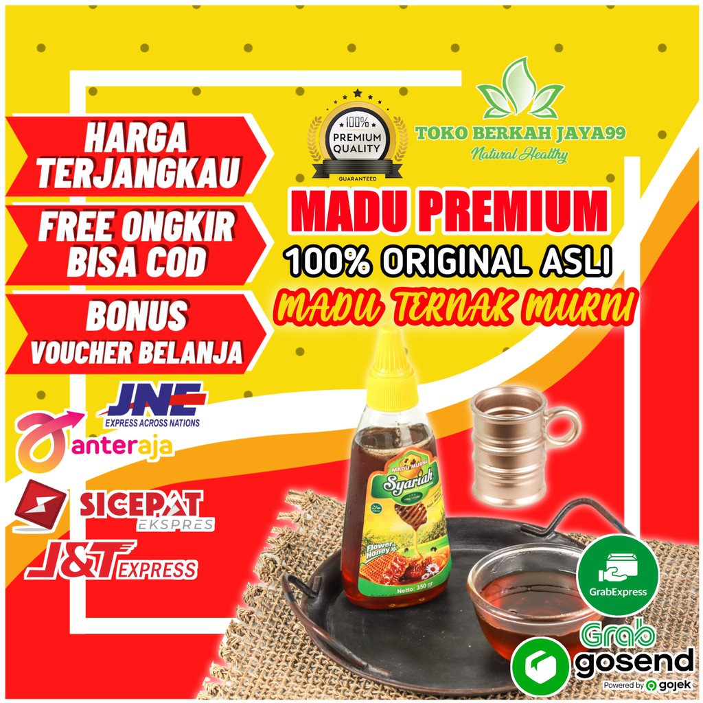 

Madu Ternak Asli Murni 100% Original Premium SYARIAH Madu Sehat Flower Honey Botol Topping 350 Gram