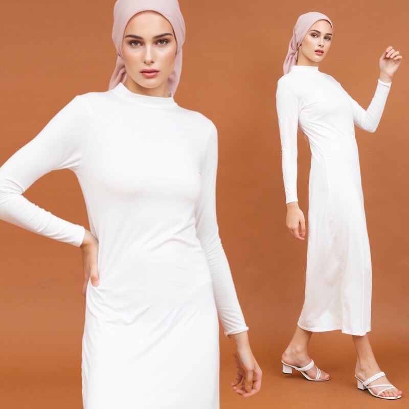 Manset Gamis Lengan Panjang Turtleneck | Inner Dress Longsleeve Turtleneck Kaos Rayon Premium | Inner Dress Bumil Maternity