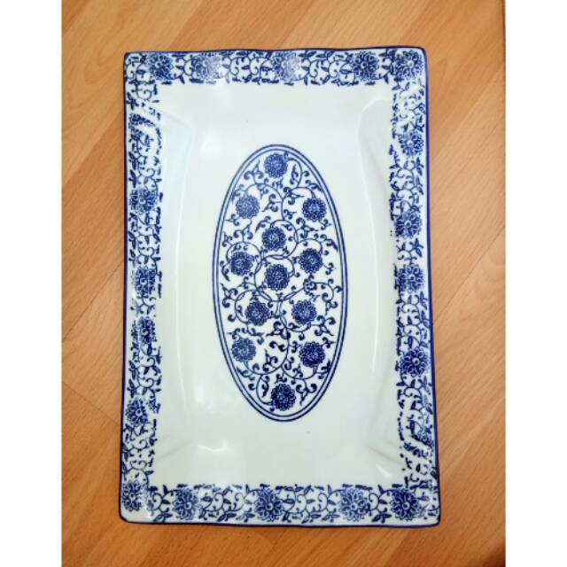 Piring saji Sayur Cantik persegi panjang Keramik Porcelain 