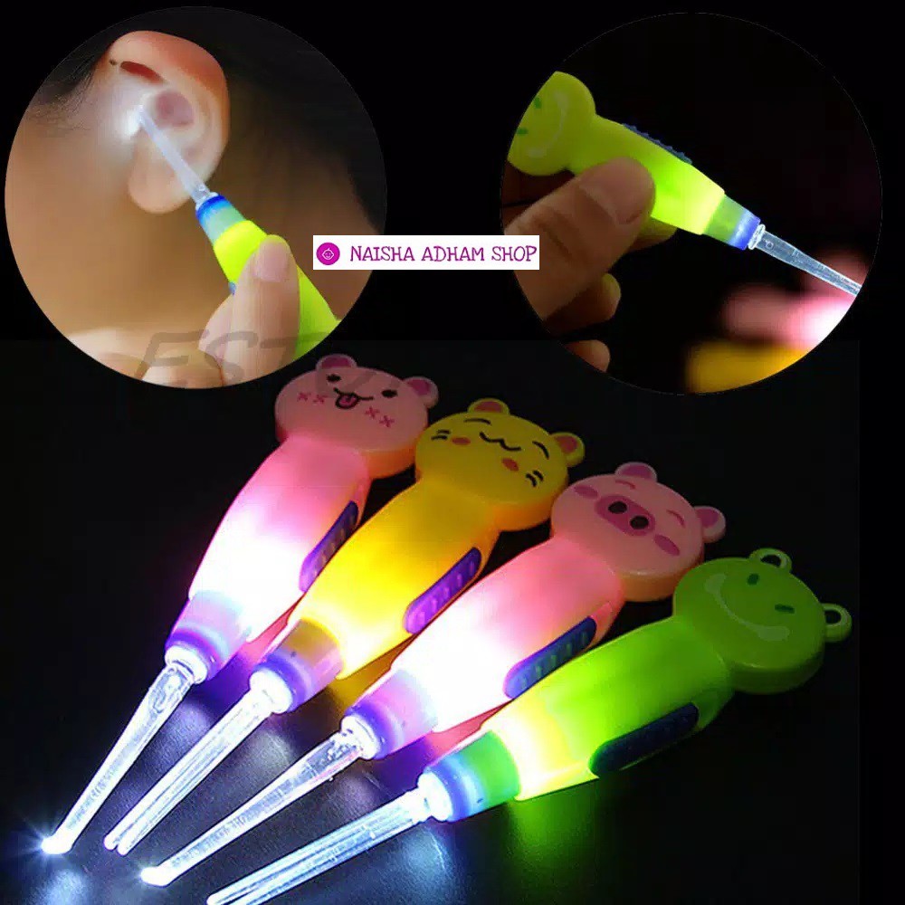 Earpick Cartoon LED Korek Kuping Telinga Karakter Lampu LED