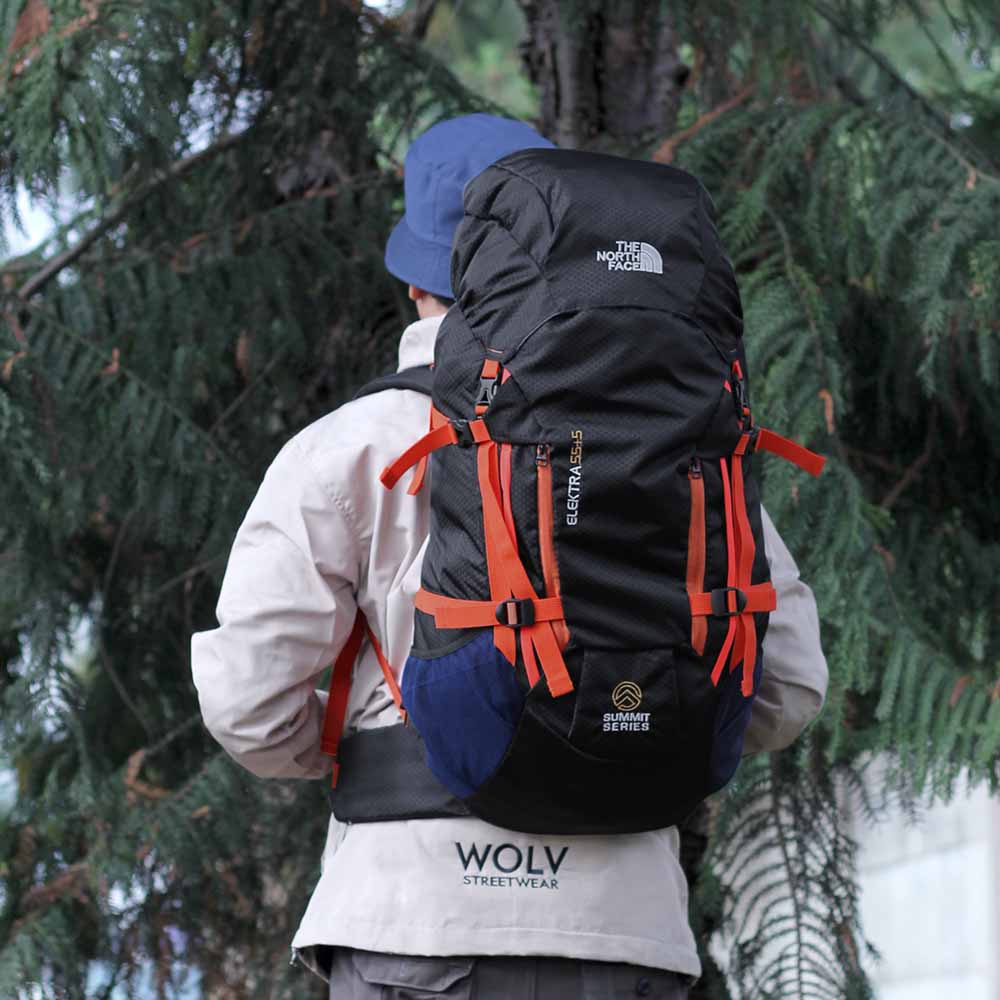 Justrue TNF Tas Gunung 50 Liter Ransel Keril Camping Hitam Orange 601