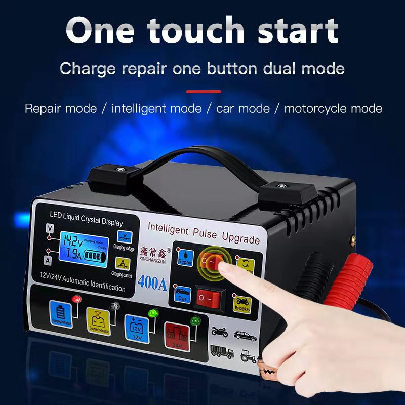 Mobil Pintar Perbaikan Baterai Pengisi Daya 400W  12v / 24v  6-180Ah Upgrade Charger Aki Mobil Lead Acid Smart Battery Charger