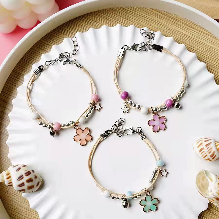 ED - GELANG TANGAN TALI KOREA MOTIF BUNGA / GELANG TALI KOREA BESTIE / BRACELET GELANG TANGAN COUPLE BESTIE-1
