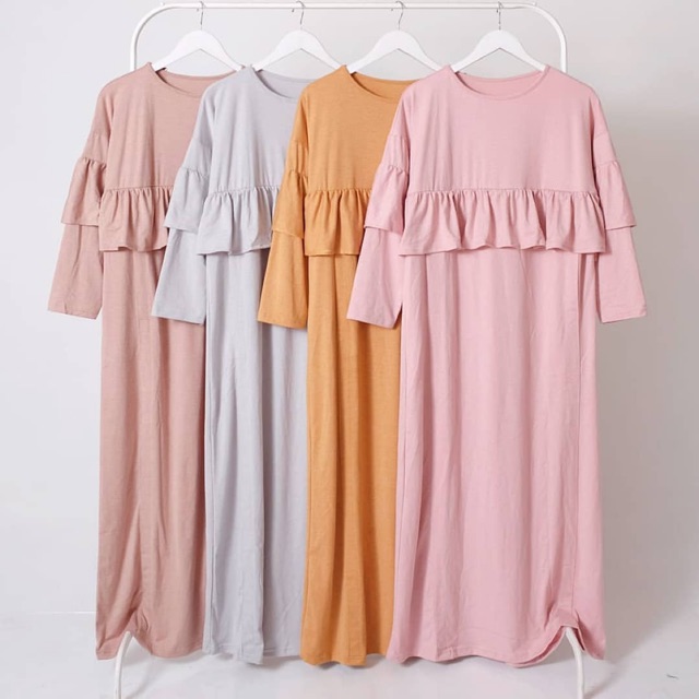 ruffle maxi dress polka/fashion muslim/gamis