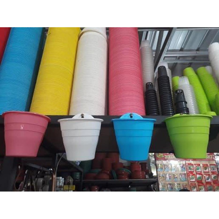 pot bunga dinding warna warni